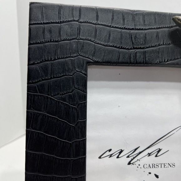Faux Croc Leather Picture Frame Black Silver Snake 4.5 X 6.5”  by Carla  Carsten - Picture 2 of 8